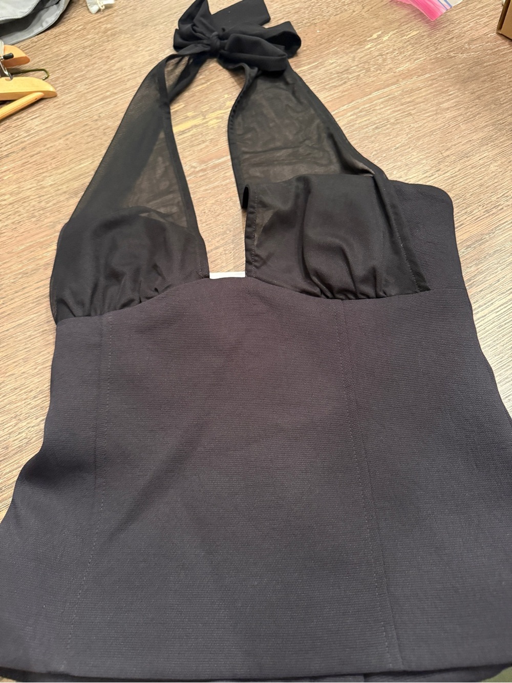 Kookai Black Halter Mesh Bustier Top - Picture 6 of 12